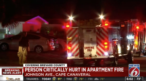 Cape Canaveral, FL Apartment Fire Injures Two People, One Critically.